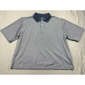 Palm Beach Polo Shirt Mens 2XL Blue White Golf Performance Casual Tennis Sport